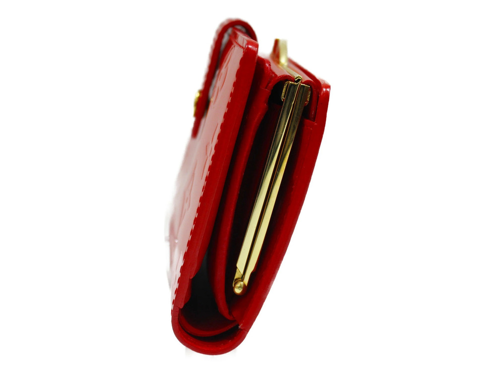 Louis Vuitton Vernis Coin Red Bi Porte Viennois Purse fold Wallet Monnaie